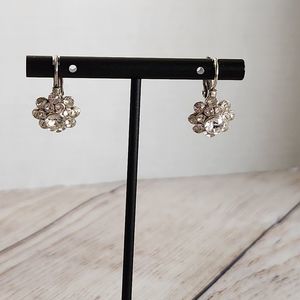 Lia Sophia Dangle Earring Floral White Silver With Leverback